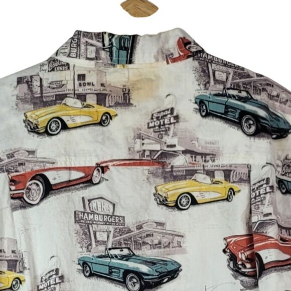 Clearwater Outfitters Classic Cars Button Camp Shirt Multi XL Short Sleeve Retro - Picture 7 of 7